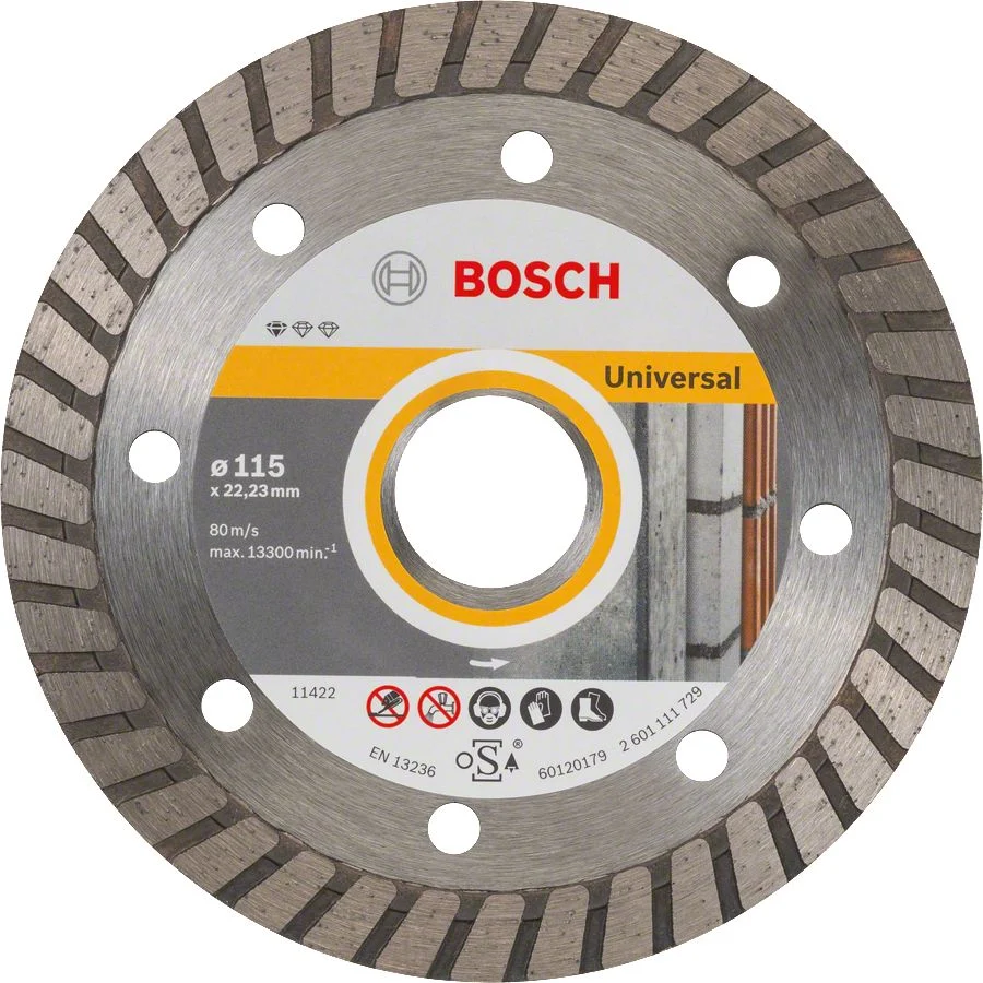 Bosch – Standard Seri Genel Yapı Malzemeleri İçin Turbo Segmanlı Elmas Kesme Diski 115 mm