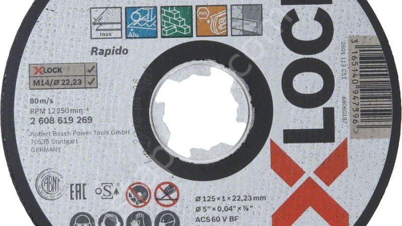 Bosch – X-LOCK – 125*1,0 mm Çoklu Malzemelerde Kullanım İçin Düz Kesme Diski (Taş) 2608619269