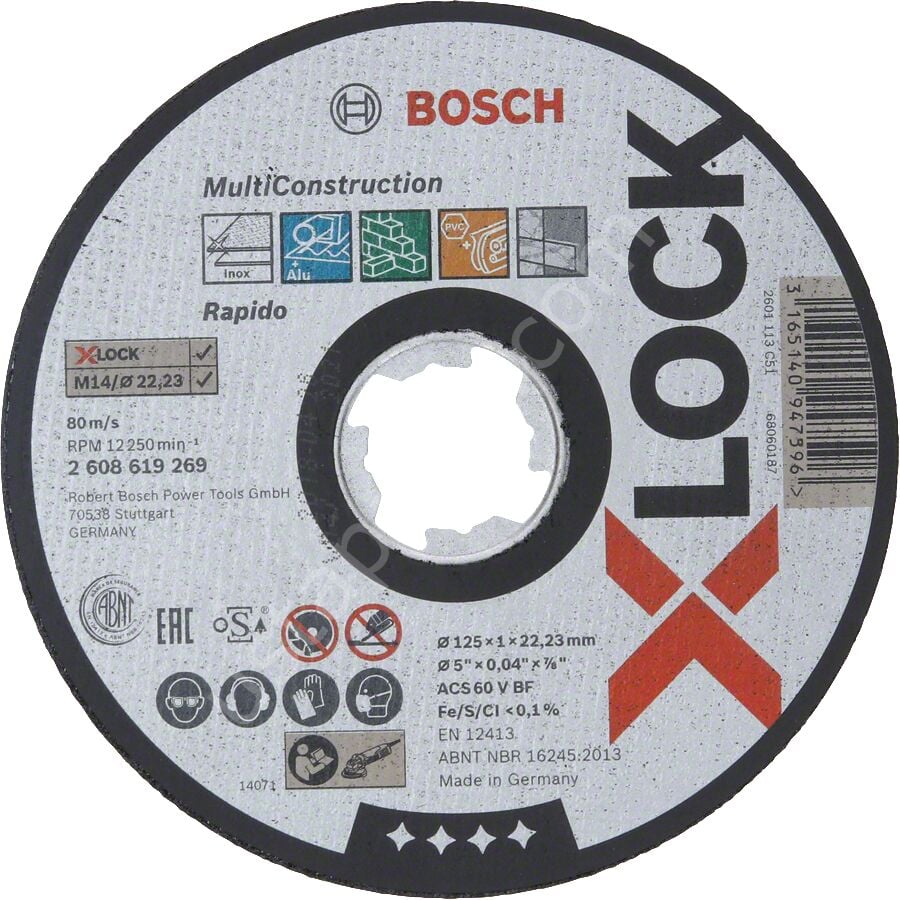 Bosch – X-LOCK – 125*1,0 mm Çoklu Malzemelerde Kullanım İçin Düz Kesme Diski (Taş) 2608619269